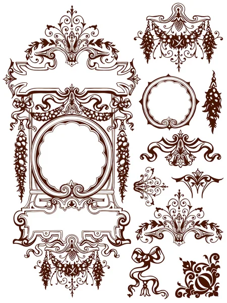 Guirnaldas y pantanos elementos de diseño de adornos — Archivo Imágenes Vectoriales