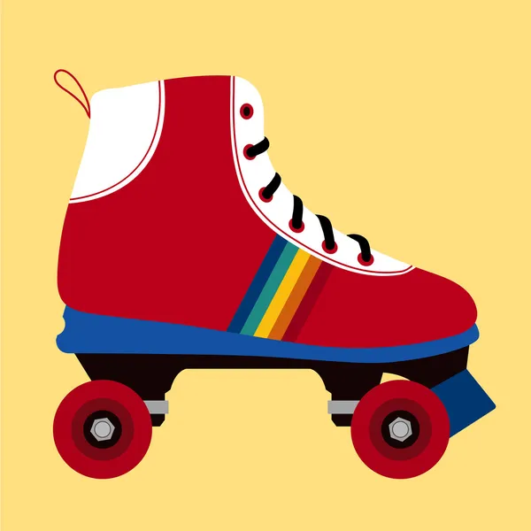 Witte en rode schaatsen schoen — Stockvector