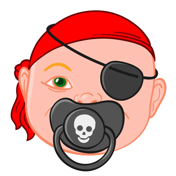 Baby head with pirate pacifier — Stock Vector