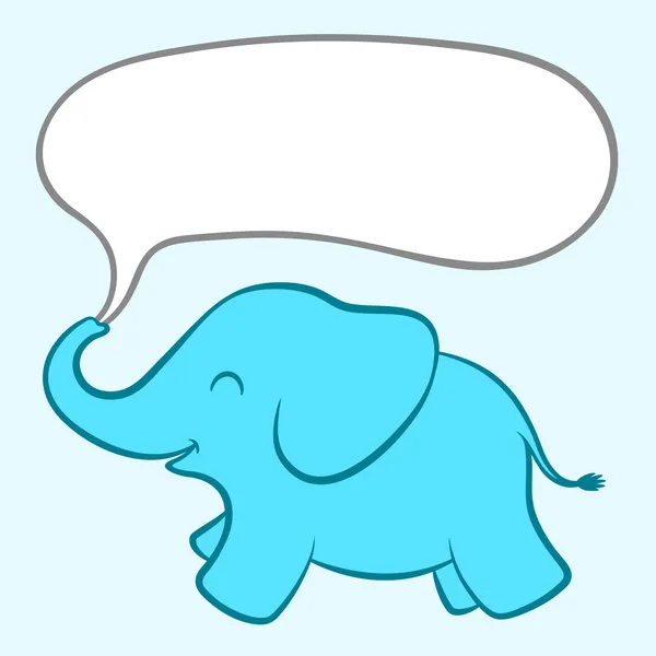 Baby blå elefant med en pratbubbla — Stock vektor