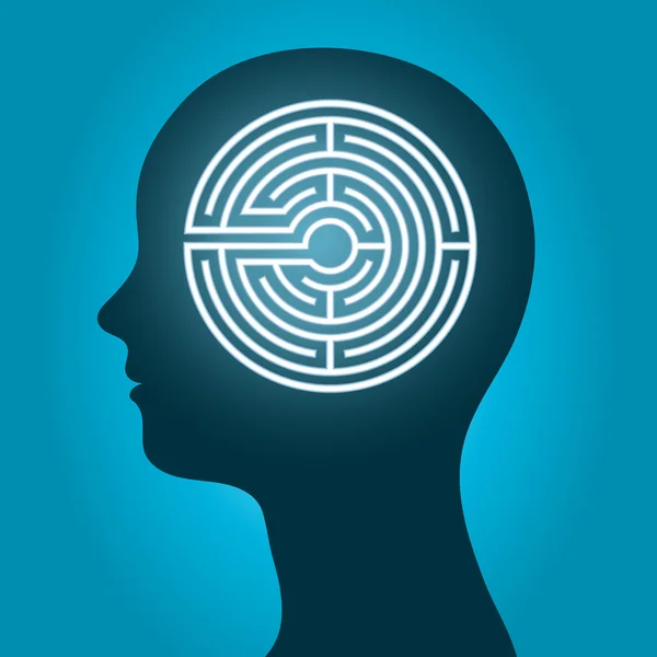 Female head with a labyrinth — Stock Vector