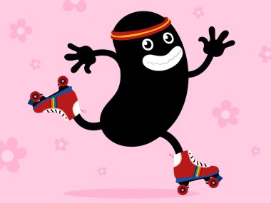 roller skater fun cartoon seventies clipart