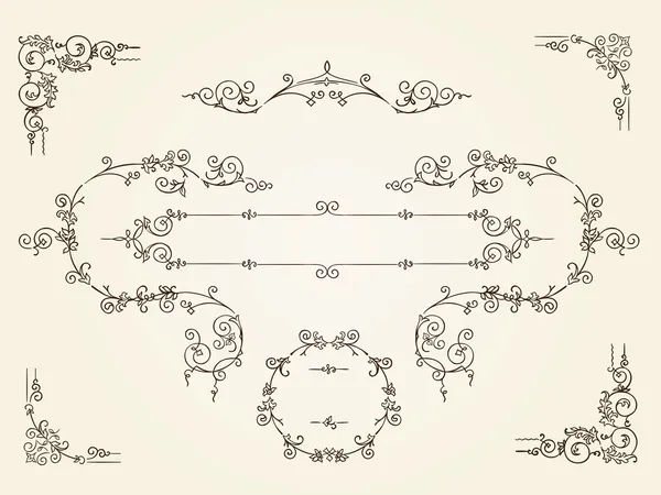 Cornici rettangolari vintage ornamentali — Vettoriale Stock