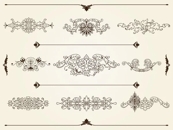 Ornament design elements on parchment — Stock Vector