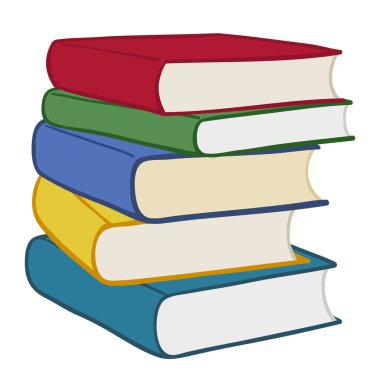 Pile of colourful hardcover books clipart