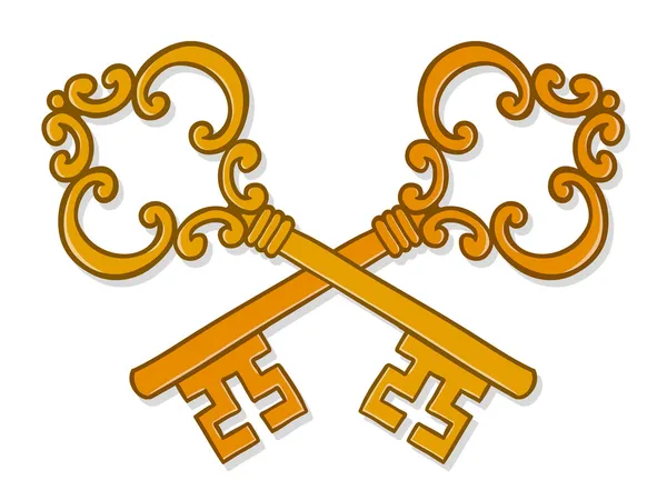 Cruzado adornado llaves de oro — Vector de stock