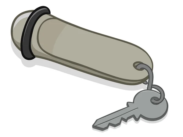 Hotelschlüssel auf einem Metallanhänger — Stockvektor