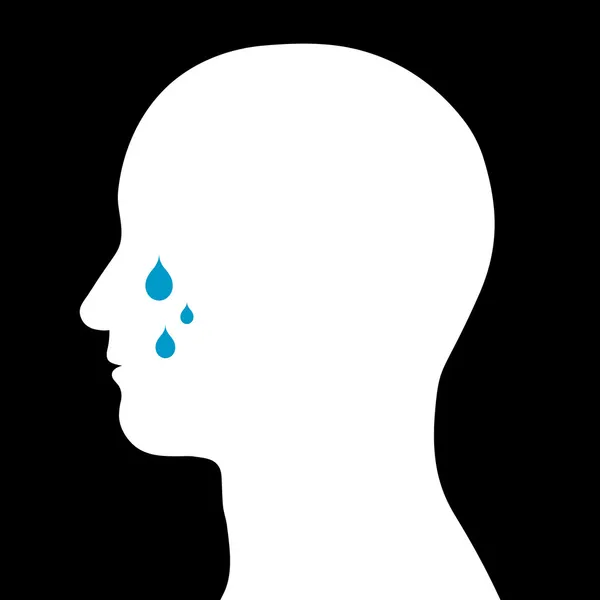 Tête masculine avec larmes — Image vectorielle