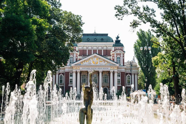 Ivan Vazov Teatro Nacional Jardín Ciudad Sofía Bulgaria — Foto de Stock