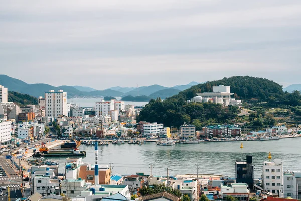Tongyeong Corea Octubre 2021 Vista Panorámica Del Puerto Gangguan Ciudad — Foto de Stock