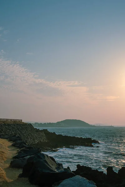 Sunset Sea Dodubong Jeju Olle Trail Route Jeju Island Korea — Foto de Stock