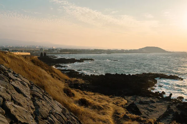 Sunset Sea Dodubong Jeju Olle Trail Route Jeju Island Korea — Zdjęcie stockowe