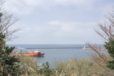 Jeju Adası, Kore 'deki Byeoldobong Oreum limanı manzaralı.