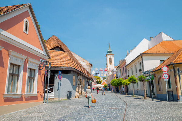 Szentendre, Hungary - June 26, 2019 : Szentendre old town street