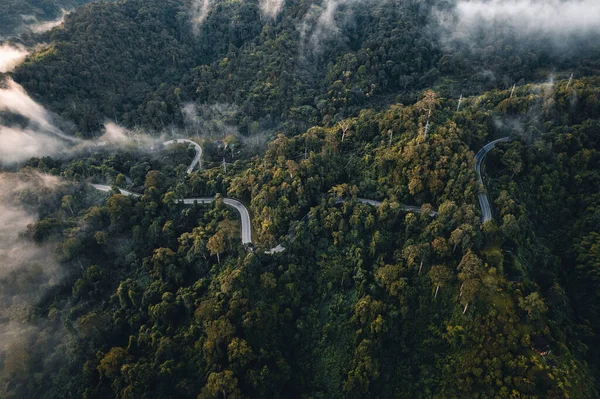 Die Sonne Geht Nebel Auf Und Die Berge Morgen Morgennebel — Stockfoto