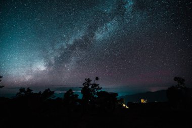 The night sky and the Milky Way on the mountain