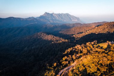mountain view sunset and purple twilight