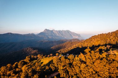 mountain view sunset and purple twilight