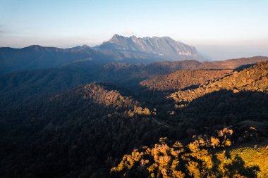 mountain view sunset and purple twilight