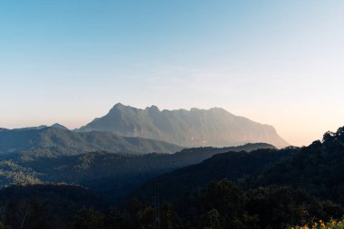 Mountains and Asian forests in the morning,camping