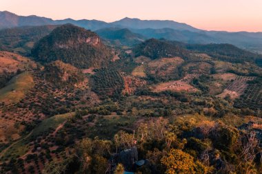 On the mountain, rocks, view in the evening, Chiang Dao