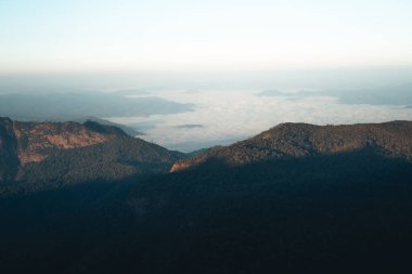 Yaz sabahı dağlar ve bahar çiçekleri