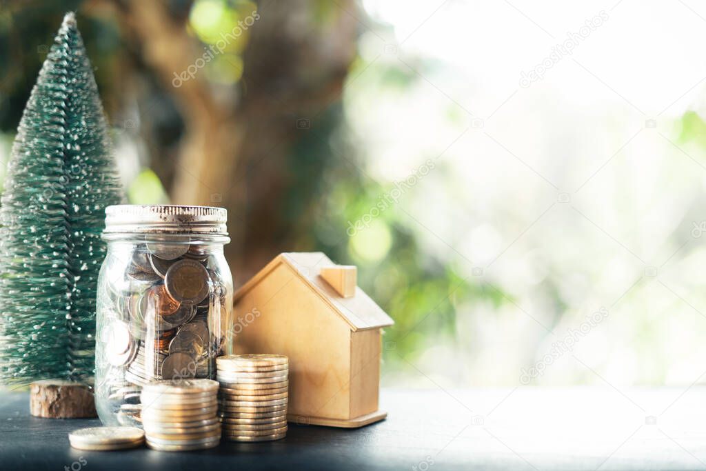 Save money for home,Home insuranse Concept,nature light and background
