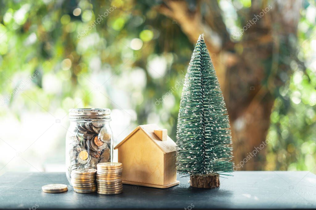 Save money for home,Home insuranse Concept,nature light and background