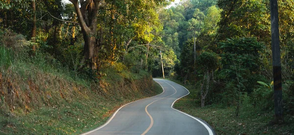 Road Leads Rural Villages Green Trees Way Summer — Stock Photo, Image