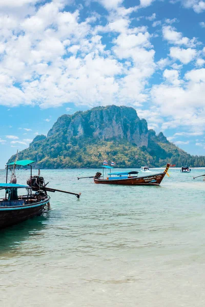 Ostrov Dlouhý Tail Loď Pláž Ostrově Krabi Thajsko — Stock fotografie