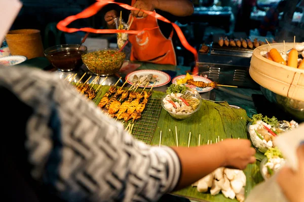 Cibo Mercato Strada Sera Krabi Cibo Tailandese — Foto Stock