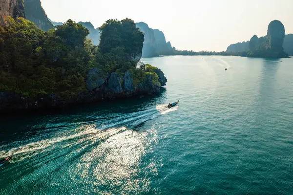 Sea Views Rocky Islands Long Tail Boat Form Krabi — Stock Fotó