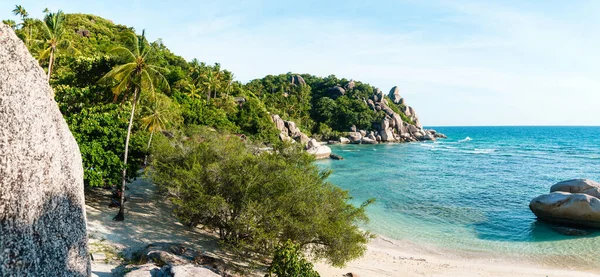 Sea Beach Rocks Coconut Trees Island — Stock Photo, Image