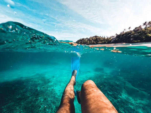 Snorkel Mar Una Isla Tropical Buceo Claro — Foto de Stock