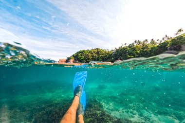 Tropik Ada Avuç İçi ve Suyun Altında