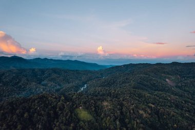 Mountain view and sky at dusk blue hour