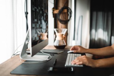 Working and find information on computer at home