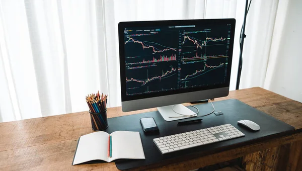 Technology stock market graph,stock market graph on futuristic data monitor.