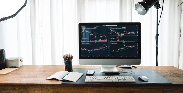 Technology stock market graph,stock market graph on futuristic data monitor.