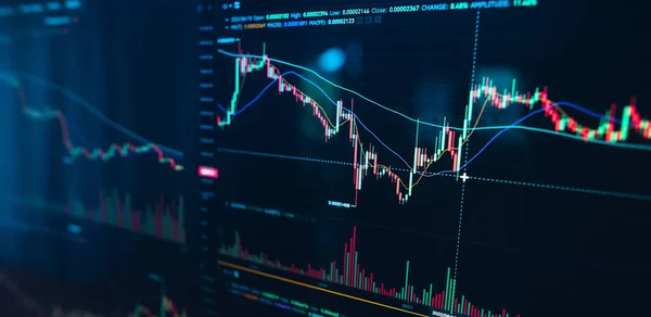 Technology stock market graph,stock market graph on futuristic data monitor.