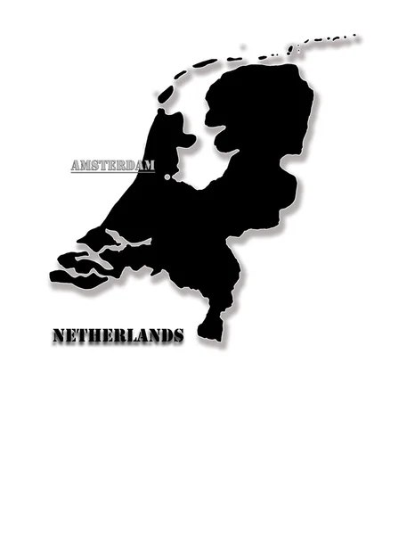 Negro mapa de Holanda — Foto de Stock