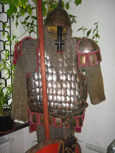 Ancient chain armour with a helmet — Stock Photo, Image