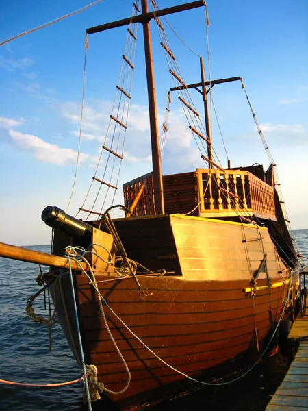 Wooden schooner on the sea — Stock Photo, Image
