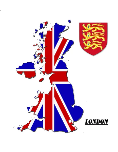 Mapa Velké Británie barevné svých barev vlajky — Stock fotografie