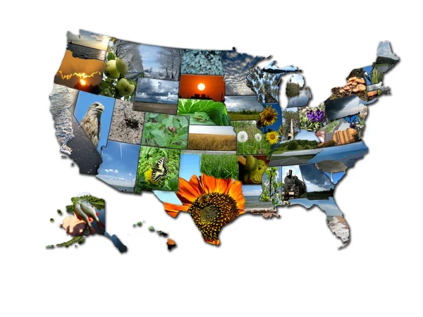 Photo collage of unusual map of states of USA — Stock Photo, Image