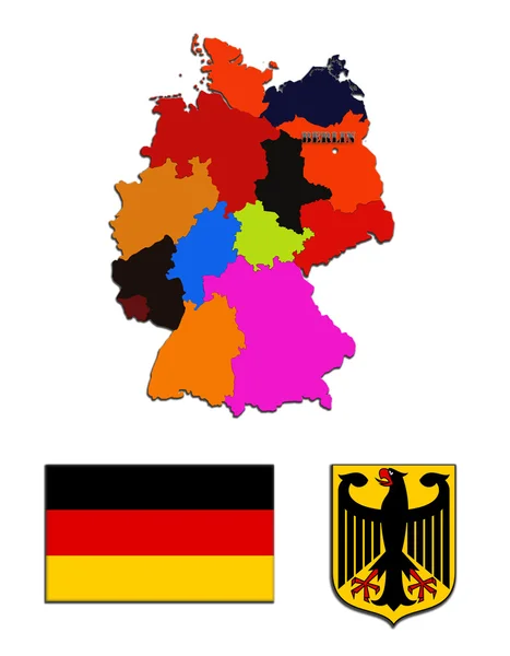 地图和德国的状态符号 — 图库照片