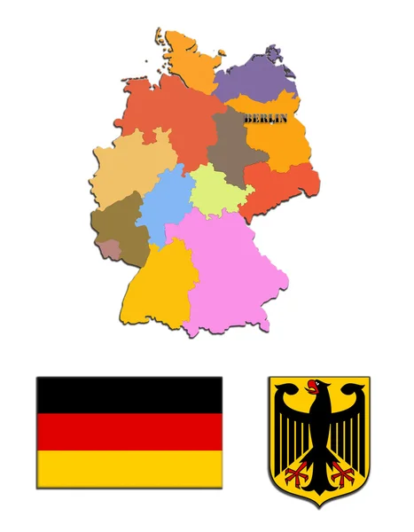 The map and the arms of Germany — Stock Photo, Image