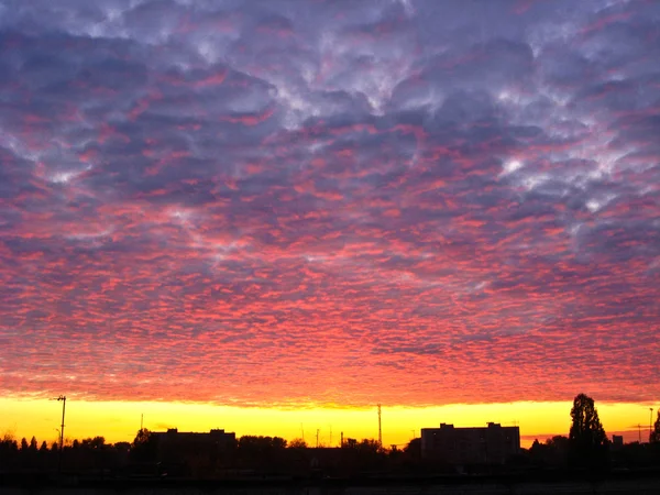 El paisaje con el cielo y la puesta del sol — Foto de Stock