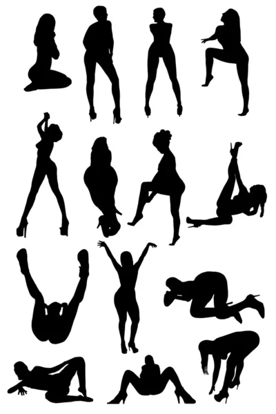 Verschillende silhouetten van de vrouwen — Stockfoto