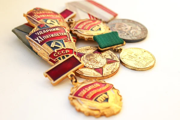 As medalhas soviéticas por trabalho valoroso — Fotografia de Stock